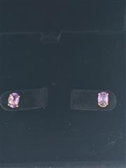 Amethyst Gold-Stone Earrings 14K Yellow Gold 0.82g